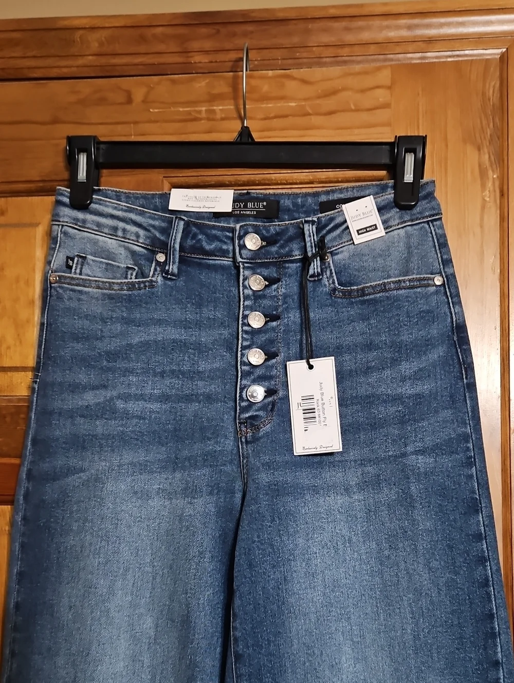 Judy Blue Column High-Rise Wide Leg Button-Fly Fray Hem Jeans-NWT